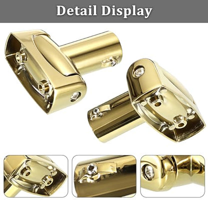 KoKone Shower Curtain Rod Bracket Set of 2 Adjustable 180° Rotation Bracket | for Curved Shower Curtain Rod Sturdy Zinc Alloy Wall Mounted Curtain Rod Holder for Bathroom, Wardrobe, Kitchen, Gold