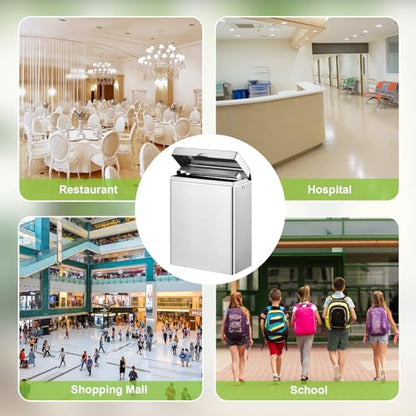 Tioncy 2 Pcs Sanitary Disposal Tampon Napkin Bathroom Receptacle Wall Mounted with Sanitary Receptacle Liner Frame Holder Stainless Steel Mini Bin Restroom Commercial Small Space (Natural Color)