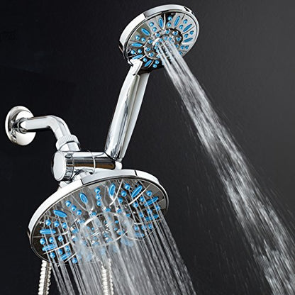 Antimicrobial/Anti-Clog High-Pressure 30-setting Rainfall Shower Combo by AquaDance with Microban Nozzle Protection from Growth of Mold Mildew & Bacteria for Stronger Shower! Wave Blue | Enjoy More Power & Better Shower Hygiene with Lifetime Antimicribial