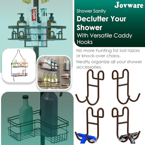 Shower Caddy Hooks, Razor Hanger for Shelf and Loofah (Bronze - 4 Open) - color: Bronze - 4 Open