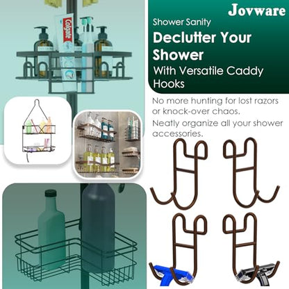 Shower Caddy Hooks, Razor Hanger for Shelf and Loofah (Bronze - 4 Open) - color: Bronze - 4 Open