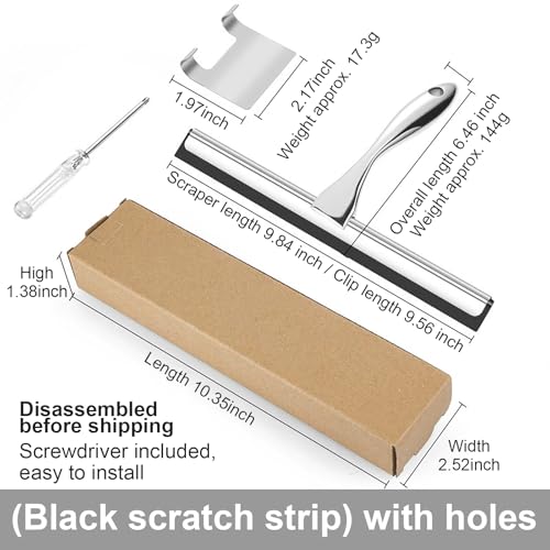 Stainless Steel Squeegee for Streak-Free Cleaning – Perfect for Shower Doors, Bathroom Tiles, Windows & Auto Glass (Silver) - color: Silver