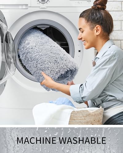 Toilet Rugs U-Shaped Mat 24x22, Contour Bathroom Mat - Ultra Soft & Absorbent Microfiber, Quick-Dry, Machine Washable with High Density Foam Latex Non Slip Backing, Silver Grey - color: Silver Grey, size: 24" X 22"(Toilet Rug)