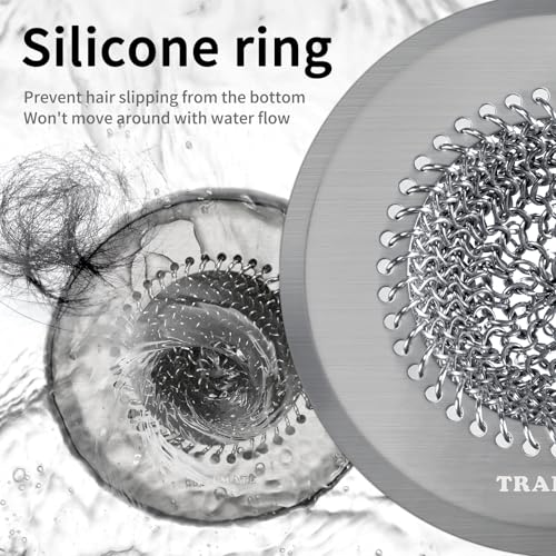 TRAPMATE Hair Catcher Shower Drain, Prevent Clogging Bathtub Drain Hair Catcher, Easy Clean 304 Stainless Steel Shower Drain Cover Protector for Bathroom Regular & Pop-up Drain (Light Gray) - color: Light Gray
