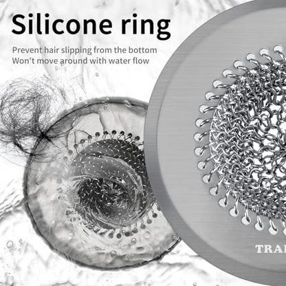 TRAPMATE Hair Catcher Shower Drain, Prevent Clogging Bathtub Drain Hair Catcher, Easy Clean 304 Stainless Steel Shower Drain Cover Protector for Bathroom Regular & Pop-up Drain (Light Gray) - color: Light Gray