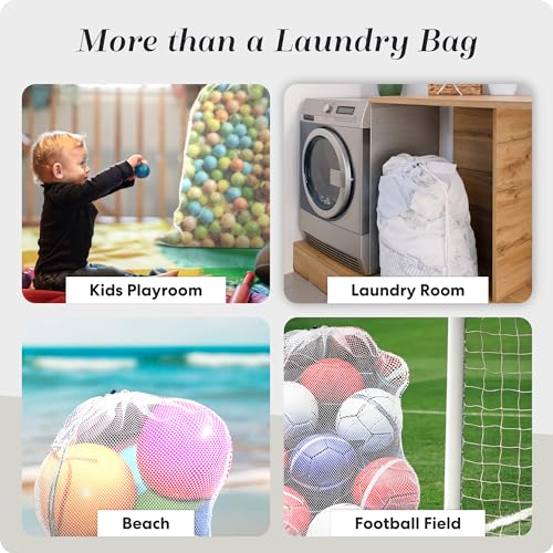 Handy Laundry Mesh XL Laundry Bag 24"x36", Heavy Duty Drawstring, White | XL 24x36 Mesh Laundry Bag, Secure Drawstring, Heavy Duty, Machine Washable, for Delicates Dorm Travel Storage, White - color: White