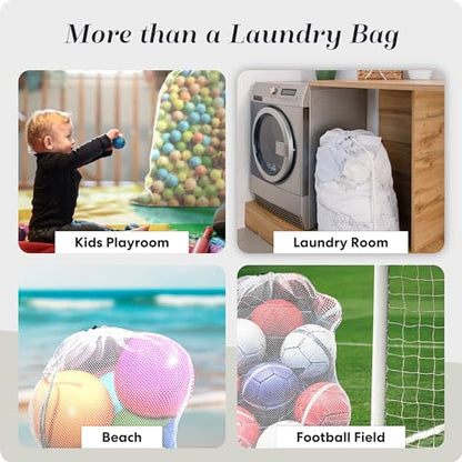 Handy Laundry Mesh XL Laundry Bag 24"x36", Heavy Duty Drawstring, White | XL 24x36 Mesh Laundry Bag, Secure Drawstring, Heavy Duty, Machine Washable, for Delicates Dorm Travel Storage, White - color: White