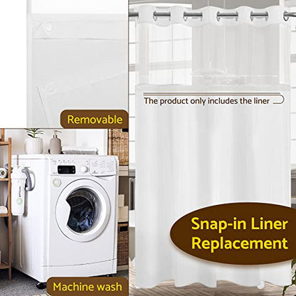 Barossa Design 70x54 Snap-in Shower Curtain Replacement Liner White | 2 Bottom Magnets, Fabric, Removable, Water Repellent, Machine Washable, Hotel Style, 70" W x 54" H Inner Liner - color: White, size: 70"W x 54"L (Pack of 1)
