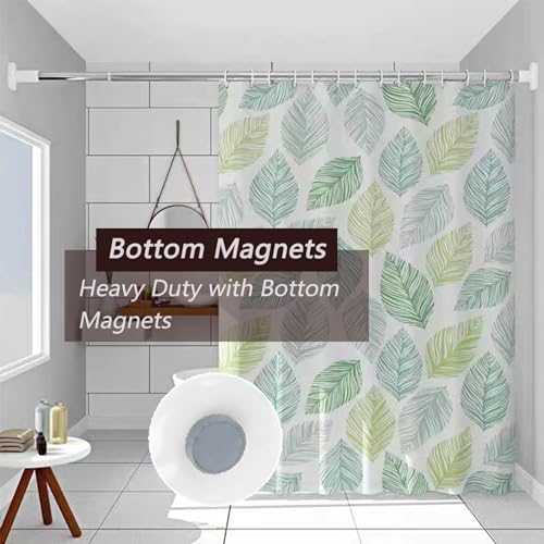 TIKABC Shower Curtain Liner, 4G PEVA Banana Leaves Shower Liner, Plastic Waterproof Shower Curtains, 72x72 inch with Grommet Holes 3 Magnetic Weights - color: Banana Leaves