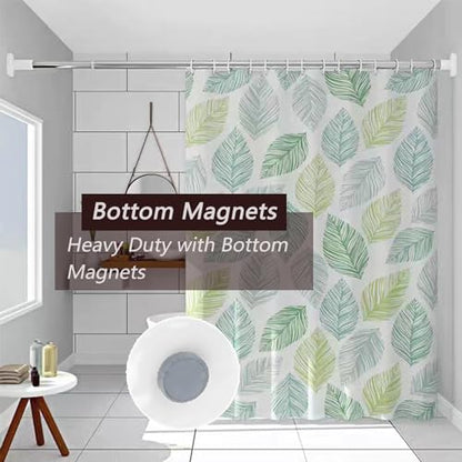 TIKABC Shower Curtain Liner, 4G PEVA Banana Leaves Shower Liner, Plastic Waterproof Shower Curtains, 72x72 inch with Grommet Holes 3 Magnetic Weights - color: Banana Leaves