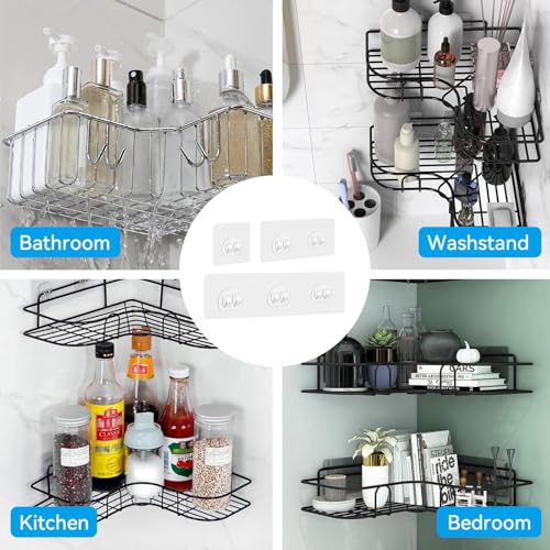 Shower Caddy Adhesive Hooks Replacement for Bathroom, No Drilling | 4 Pack, Strong Adhesive Hooks, for Bathroom Storage Shelves & Kitchen Racks Rack, Waterproof - style: Style 2