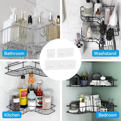 Shower Caddy Adhesive Hooks Replacement for Bathroom, No Drilling | 4 Pack, Strong Adhesive Hooks, for Bathroom Storage Shelves & Kitchen Racks Rack, Waterproof - style: Style 2