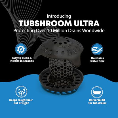 TubShroom Ultra Stainless Steel Drain Protector, Hair Catcher Strainer for Bathroom Tub and Shower, Matte Black, 1-Pack - style: Matte Black