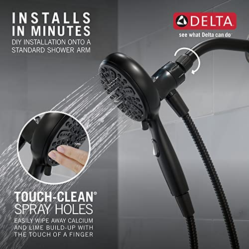 Delta Faucet 6-Spray SureDock Magnetic Shower Head with Handheld Spray, Matte Black Shower Head with Hose, Showerheads & Handheld Showers, MagnaTite Docking, Matte Black 75609BL - color: Matte Black