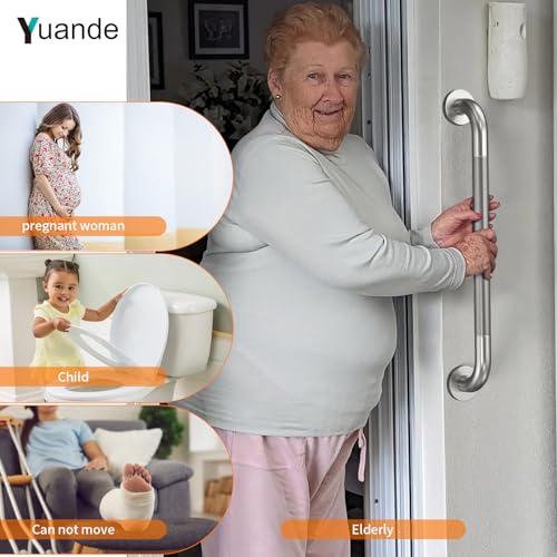 24 Inch Anti Slip Shower Grab Bar,YuanDe Brushed Nickel Bath Grab Bar | Stainless Steel Knurled Bathroom Safety Rail, Shower Handrail Support, Handicap Elderly Balance Assist Handles-1.25" Diameter - color: Brushed Nickel, size: 24inch-1 Pack