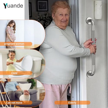 24 Inch Anti Slip Shower Grab Bar,YuanDe Brushed Nickel Bath Grab Bar | Stainless Steel Knurled Bathroom Safety Rail, Shower Handrail Support, Handicap Elderly Balance Assist Handles-1.25" Diameter - color: Brushed Nickel, size: 24inch-1 Pack