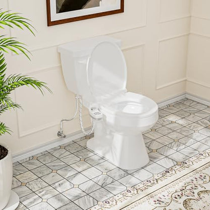 Bidet Attachment for Toilet, Dual Nozzle (Frontal and Rear Wash) Non-Electric Fresh Water Toilet Seat Attachment with Nozzle Self Cleaning, Adjustable Water Pressure(Chrome Silver) - color: Chrome Silver