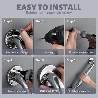 36 Inch Shower Grab Bar 1.25" Dia,Brushed Nickel Anti Slip Bathroom Grab Bar, 304 Stainless Steel Knurled Handicap Grab Bars, Safety Support Handrail, Bath Shower Handle for Elderly Injury Senior