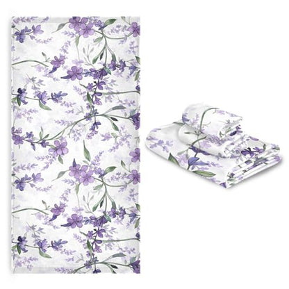 ALAZA Towel Bathroom Sets, Purple Violet Lavender Floral Flowers Towels 3-Piece 1 Bath Towel 1 Washcloth 1 Hand Towel, Bath Towel Set of 3 Soft Multifuntion for Home Kitchen Hotel Gym Swim Spa - color: Multi10
