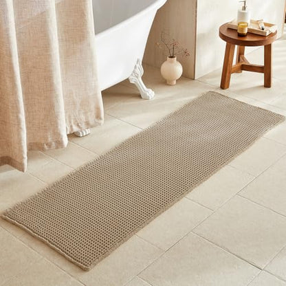TYUU Waffle Runner Rug Bathroom, Long Boho Bathroom Rugs Non Slip Washable Super Absorbent Quick Dry Farmhouse Bath Mat, 72"x24" Khaki - color: Khaki, size: 2' X 6' (Runner)