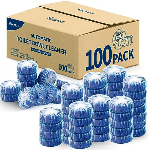 Vacplus Automatic Toilet Bowl Cleaner Tablets, Drop-In Tank Cleaner for Bathroom, Prevent Stains & Deodorize, Long-Lasting Cleaning Tabs, Easy-Use Freshener for Bowl & Tank, 100 Pack | Bathroom Tank, Prevent Stains, Deodorizing, Easy Use - size: 1 Count (