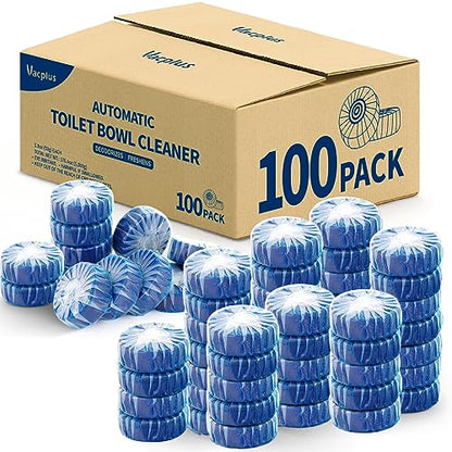 Vacplus Automatic Toilet Bowl Cleaner Tablets, Drop-In Tank Cleaner for Bathroom, Prevent Stains & Deodorize, Long-Lasting Cleaning Tabs, Easy-Use Freshener for Bowl & Tank, 100 Pack | Bathroom Tank, Prevent Stains, Deodorizing, Easy Use - size: 1 Count (