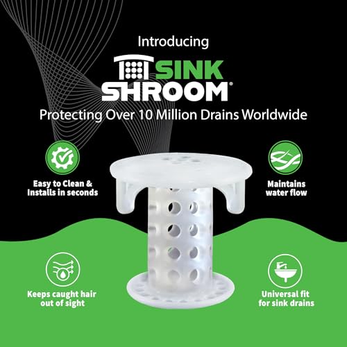 SinkShroom SSCLE988 The Revolutionary Sink Drain Protector Hair Catcher/Strainer/Snare, Clear - color: Clear
