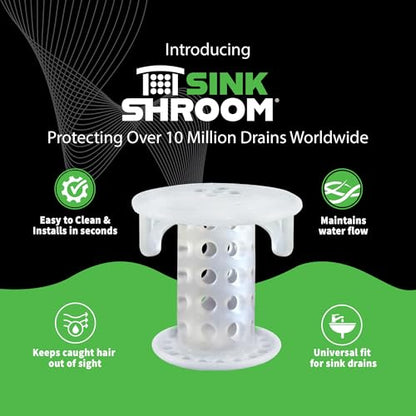SinkShroom SSCLE988 The Revolutionary Sink Drain Protector Hair Catcher/Strainer/Snare, Clear - color: Clear