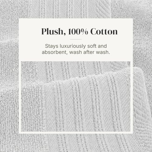Modern Threads 6 Piece Cotton Bath Towel Set – Ultra Soft 550 GSM Towels – Bathroom Set with Hand Towels and Washcloths – Geometric (Silver Cloud) - color: Silver Cloud, style: Geometric
