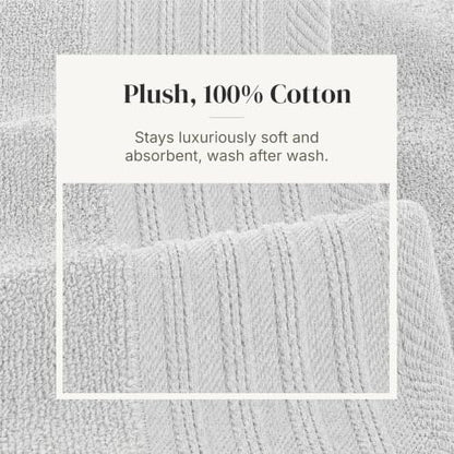 Modern Threads 6 Piece Cotton Bath Towel Set – Ultra Soft 550 GSM Towels – Bathroom Set with Hand Towels and Washcloths – Geometric (Silver Cloud) - color: Silver Cloud, style: Geometric