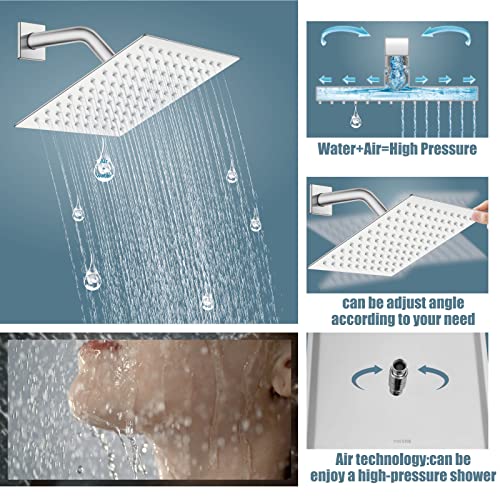 Aolemi Shower Faucet Set with Tub Filler Handheld 8" Head Polish Chrome | Shower Valve and Trim Kit,Handheld Spray,Tub Spout,Single Handle,SUS304,Bathroom Mixer for Remodeling - color: Chrome, size: 8 Inch Shower Head