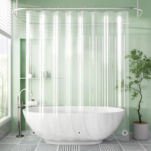 AmazerBath Extra Long Shower Curtain Liner, Clear, 84 Inches Long, 72x84 Plastic Curtain Liner, Cute PEVA Tall Shower Liner for Bathroom with 3 Magnets - color: Clear, size: 72"W x 84"L (Pack of 1)