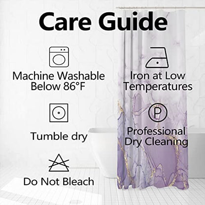 Purple Marble Stall Waterproof Shower Curtain 48x72 inches | RV Small Shower Curtain Set for Bathroom, Abstract Modern, Machine Washable, Easy to Install with Hooks, Lavender Ombre - color: Purple, size: 48"W x 72"L (Pack of 1)
