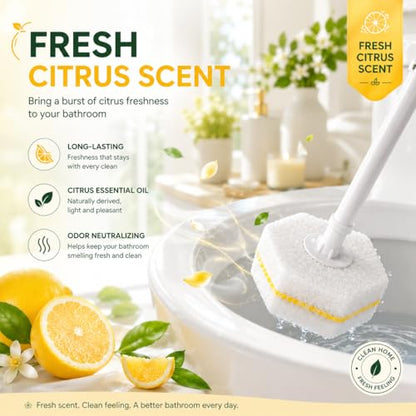 Toilet Wand Refills 60 Count Lemon Scent – Disposable Toilet Bowl Cleaner Brush Heads with Fresh Citrus Fragrance, Fits Most Standard Toilet Wand Handles, Hygienic No-Touch Cleaning Sponge Pads - size: 1 Count (Pack of 60)