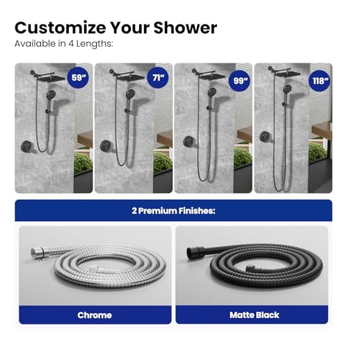 JOMOO Shower Hose, 118 Inch Extra Long Stainless Steel Handheld Shower Hose Extension/Replacement with Brass Insert and Nut, Flexible Anti-Kink Shower Head Hose for Bathroom, Matte Black - color: Matte Black, size: 118 Inch