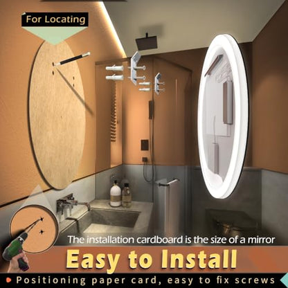 Round Mirror Bathroom LED Lighted Mirror, Illuminated Dimmable Anti-Fog Wall-Mounted Makeup Vanity Mirror with Lights (39.5" L x 39.5" W) - size: 39.5"L x 39.5"W