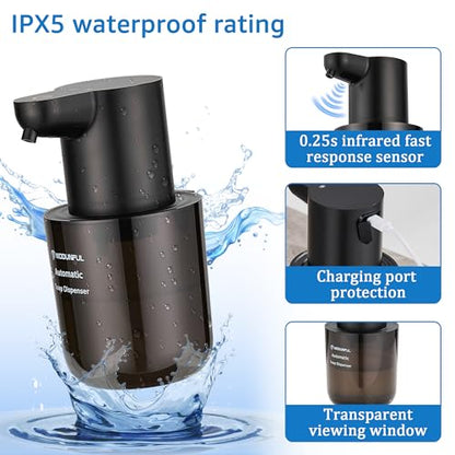 Automatic Soap Dispenser for Kitchen Sink - Wall-Mount & Countertop Black | Wall Mount Countertop, 4-Level Adjustable, Compact Transport Body, IPX5 - color: Black.l