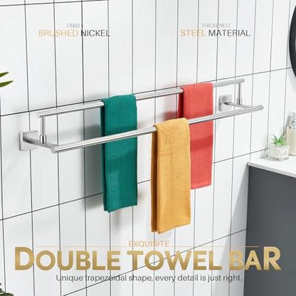 KOKOSIRI Bath Towel Holders Brushed Nickel Bathroom Rack 36 Inch Double Towel Bars Overlength Kitchen Rails Stainless Steel B5009BR-L36 - color: Brushed Nickel, size: 36-Inch