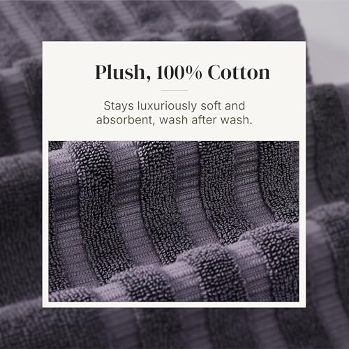 Modern Threads 6 Piece Bath Towel Set – Bathroom Set with 2 Bath Towels, 2 Hand Towels, and 2 Wash Cloths – 100% Cotton, Super Absorbent & Extra Soft – Reversible Natural Vine (Purple) - color: Purple