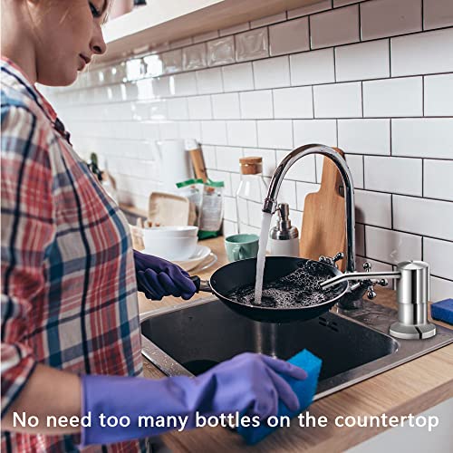 Soap Dispenser for Kitchen Sink, Brushed Nickel Countertop Soap Dispenser Pump, 47" Silicone Extension Tube Connect to The Soap Bottle Directly, Say Goodbye to Frequent Refills (Brushed Nickel) - color: Brushed Nickel