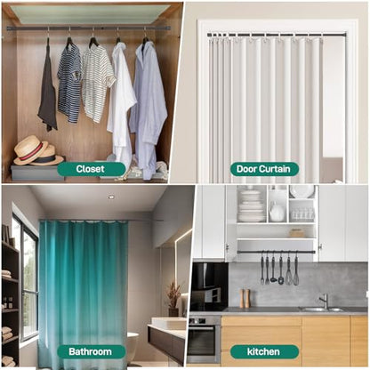 Shower Curtain Rod, No Drill Spring Tension Curtain Rods for Windows, Bathroom, Closet, Non-Slip, Anti-Rust, 0.63" Diameter,16WU15-54BLKx2 - color: black, size: 16"-54" 2pcs