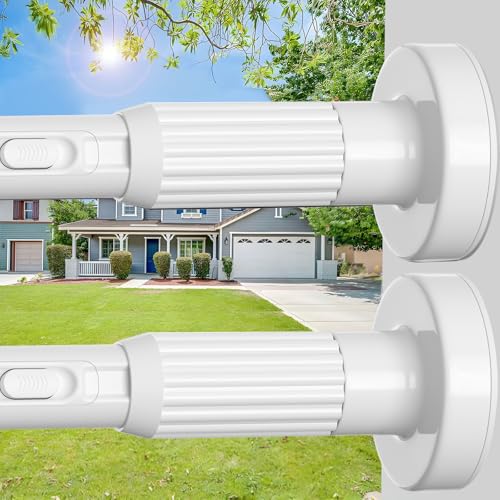 Tension Curtain Rod，40-146IN(3.33-12.12Ft) 2PCS One-Click Fast Extension Rod Easy to Install White Long Outdoor Curtain Rods No Drilling Never Rust - color: White, size: 40-146 inch 2pcs