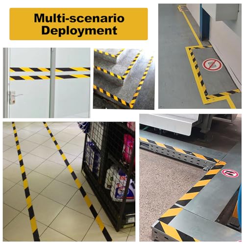 LeaGerous Hazard Warning Safety Stripe Tape Caution Tape Roll Waterproof Anti Slip Non-Abrasive Self-Adhesive Floor Marking Tape (2”x 36 Yards, Yellow-Black, 4) - color: Yellow-black