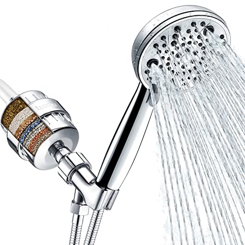 Filtered Shower Head Combo, Includes 20 Stage Shower Filter Head, High Pressure Handheld Spray Showerhead, Hose, Shower Arm Mount Holder, for Hard Well Water Chlorine, Chrome (S20) - style: Handheld Shower & Filter (S20)