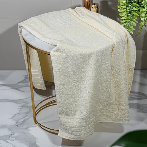 2 Piece Extra Large Bath Sheets 35 x 70 Inches, Cream | 100% Cotton, Larger & Lighter Weight, Quicker to Dry, Super Soft & Absorbent, Oversized Bath Towels - color: Cream