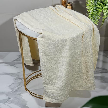 2 Piece Extra Large Bath Sheets 35 x 70 Inches, Cream | 100% Cotton, Larger & Lighter Weight, Quicker to Dry, Super Soft & Absorbent, Oversized Bath Towels - color: Cream