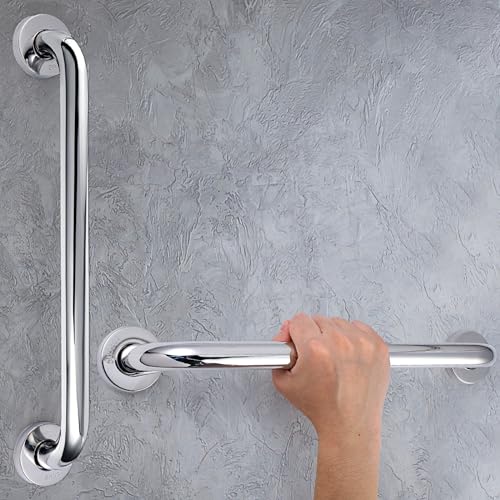 Blulu 2 Set Shower Grab Bar Stainless Steel Bathroom Grab Bar Handle Anti Slip Heavy Duty Bathtub Handle Support Balance Hand Rails for Bathroom Elderly Handicap Senior Pregnant (16 Inch) - size: 16 Inch