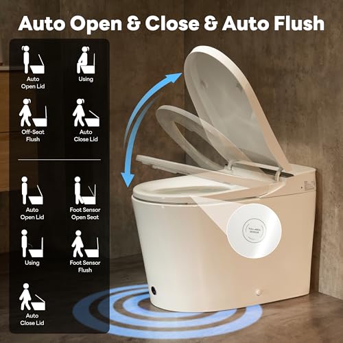Smart Toilet with Auto Open Close, ADA Comfort Height(K050Max) | 1000g MaP Flush, Heated Seat & Foam Dispenser, Foot Sensor, Auto & Blackout Flush, Bidet Toilet with Tank Built in - color: K050Max