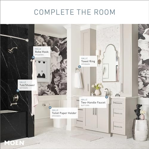 Moen Halle Spot Resist Brushed Nickel Two-Handle Centerset Bathroom Sink Faucet with Drain Assembly, 84971SRN - color: Spot Resist Nickel, size: (Pack of 1)