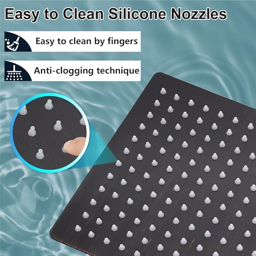 Midanya Square Rain Shower Head,High Pressure,Oil Rubbed Bronze 12 Inch | 360°Swivel,Ceiling or Wall Mount,Waterfall Full Body Coverage,Bathroom Remodel,Stainless Steel Large Rainfall Shower Head - color: Bronze, size: 12 Inch